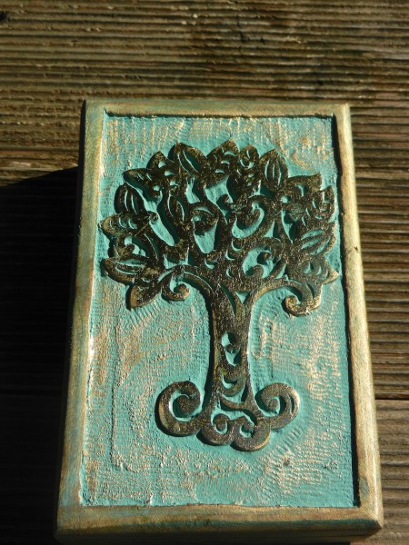 Keltischer Baum des Lebens Holzbox, Shabby-look