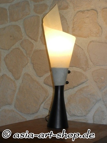 table lamp teak/leather, tulip shape